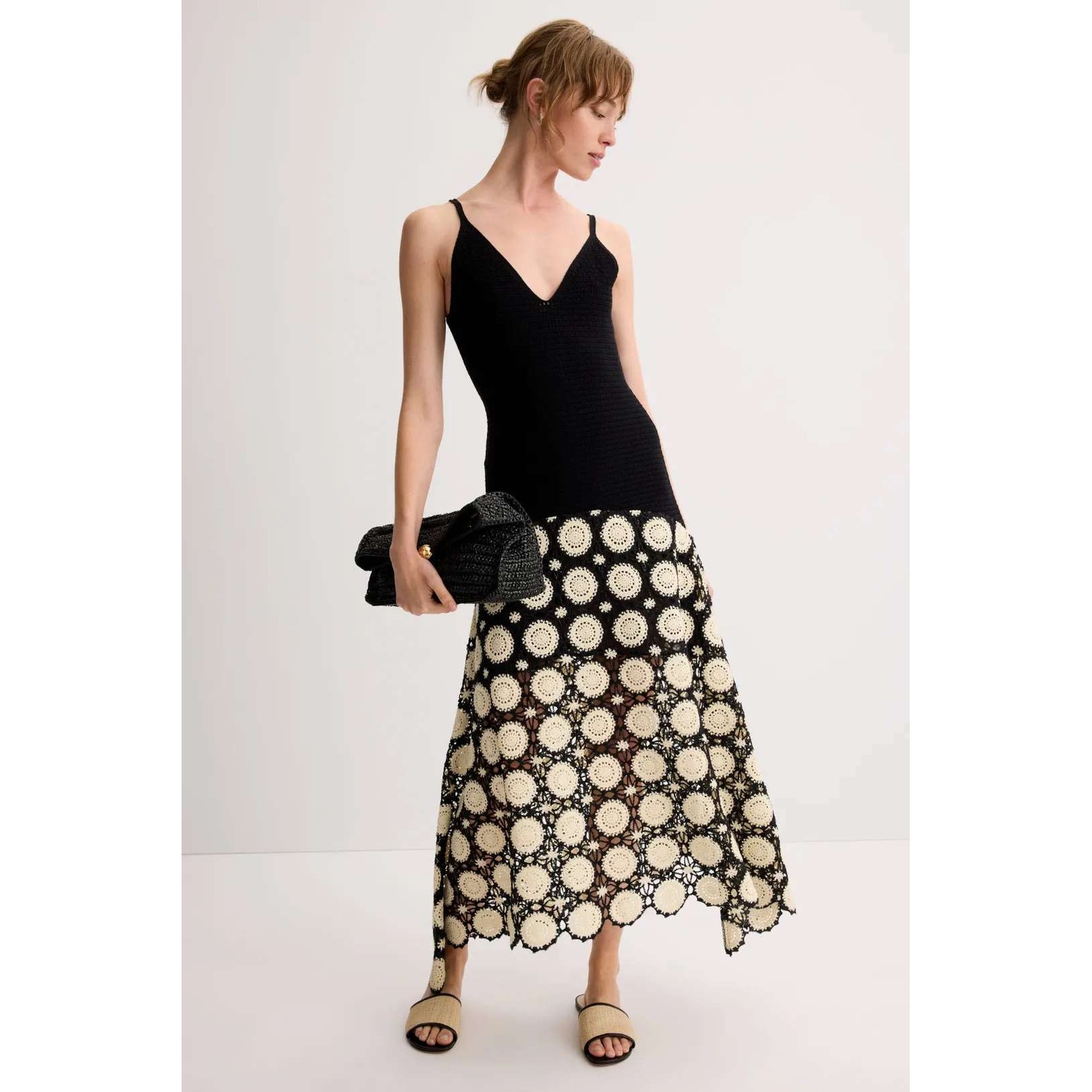Jason Wu Drop Waist Crochet Midi Dress Size M